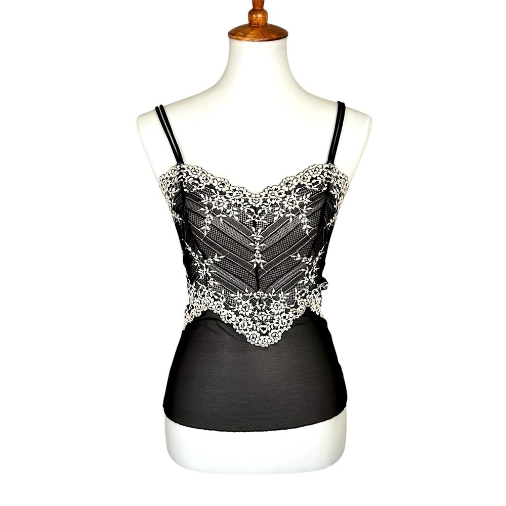 Wacoal Black Ivory Embrace Lace Mesh Camisole Top Small